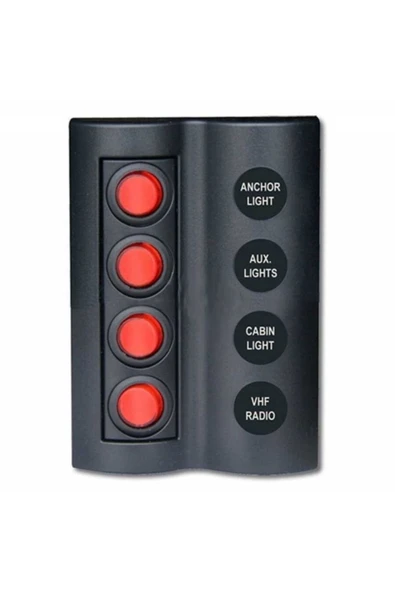 Marin Sigortalı Switch Panel 4 lü Kırmızı Butonlu Yatek Karavan Tekne Uyumlu