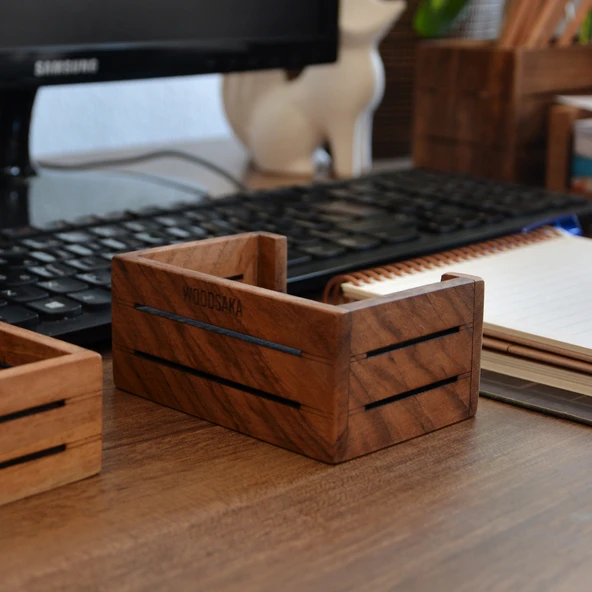Woodsaka 3Line Kartvizit Kutusu - Ceviz - 11