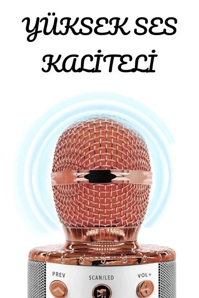 Şarjlı ve Uzun Pil Ömürlü Karaoke Mikrofon USB Bellek Destekli, Profesyonel Ses - Resim 3