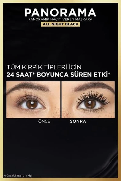 L'Oréal Paris Panorama Hacim Veren Maskara All Night Black - Siyah - 6