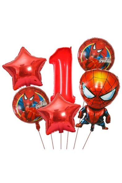 Spiderman örümcek adam 1 yaş folyo balon seti 100 cm