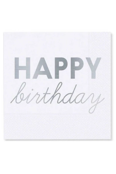 Happy Birthday Gümüş Peçete - 1