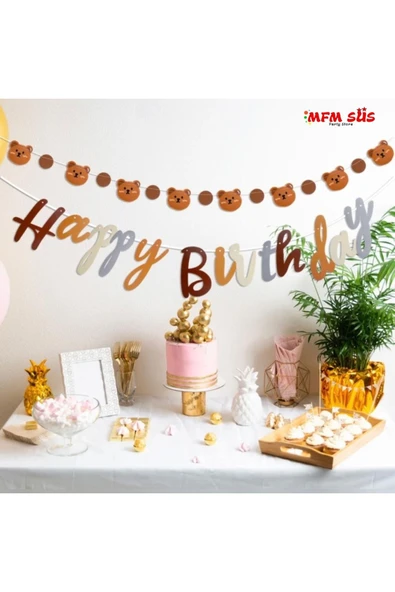 Ayıcık temalı kaligrafi yazı ve dekor süs 2 li set