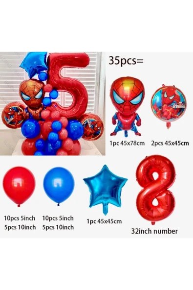 8 yaş spıderman örümcek adam folyo balon seti 100 cm