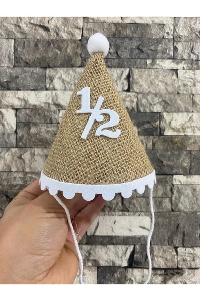 Hasır ponponlu 1/2 yarım yaş 6 months mini şapka - 1