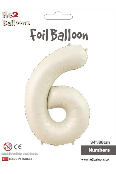 6 yaş rakam bej krem folyo balon 86 cm