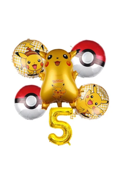 5 yaş pokemon pikachu folyo balon seti