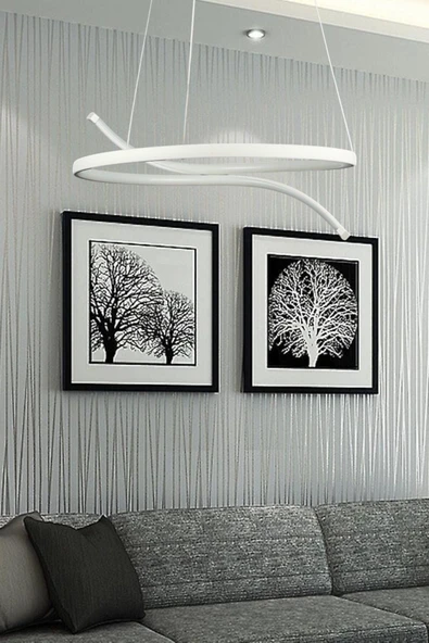 LEGACY Snake Modern Tasarım Beyaz Renk Beyaz Ledli Yatak Odası - Cafe - Mutfak - Salon Led Avize - 3
