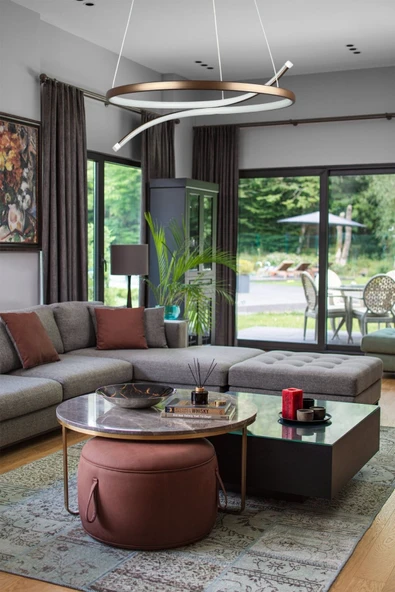 LEGACY Snake Modern Tasarım Kahve Renk Beyaz Ledli Yatak Odası - Cafe - Mutfak - Salon Led Avize ürün görseli