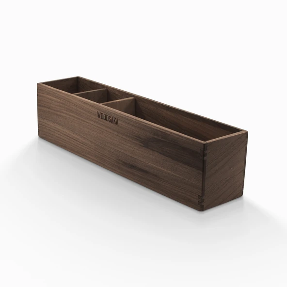 Woodsaka Reka 5 Bölümlü Ayarlanabilir Ahşap Kalemlik Organizer - Ceviz - 3