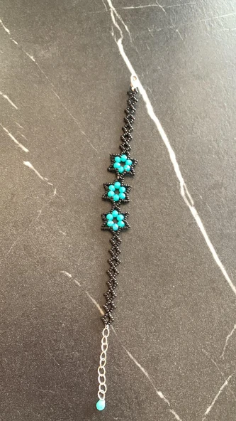 Mavi Ve Siyah Renkli Yıldız Desenli Miyoki Boncuk Bileklik El Yapımı Hediyelik - 4