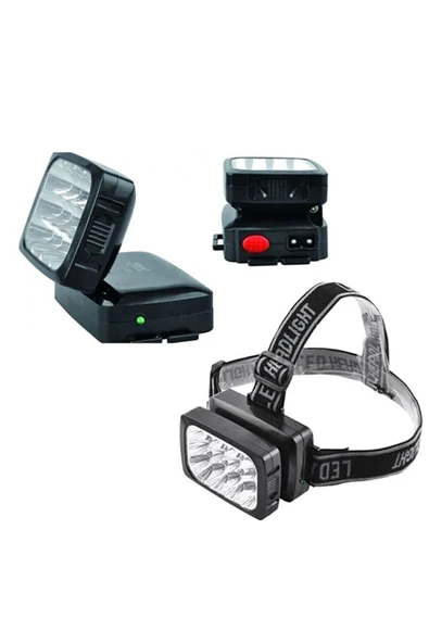 12 Ledli Şarjlı Kafa Lambası Power Ledli Kafa Feneri Tepe Lambası - Resim 2