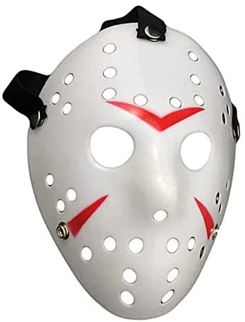 Beyaz Renk Kırmızı Çizgili Tam Yüz Hokey Jason Maskesi Hannibal Maskesi - 4
