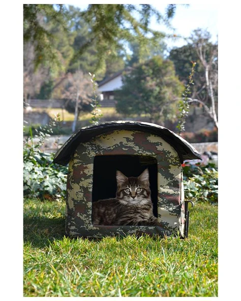 Yuga Kamuflaj Desen Kedi Evi Isı ve Yağmur Korumalı - 7