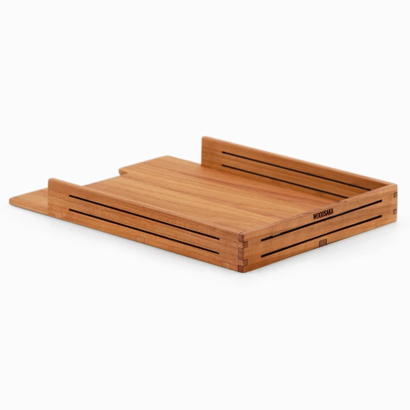 Woodsaka 3Line A4 Kağıt ve Evrak Tepsisi- Kiraz Ağacından - Resim 5