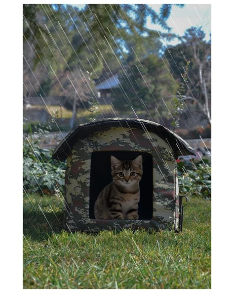 Yuga Kamuflaj Desen Kedi Evi Isı ve Yağmur Korumalı - 8