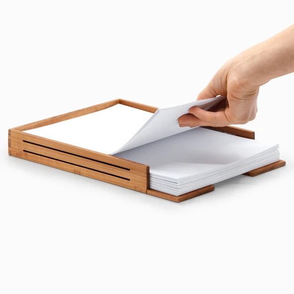 Woodsaka 3Line A4 Kağıt ve Evrak Tepsisi- Kiraz Ağacından - Resim 7