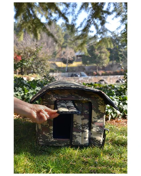 Yuga Kamuflaj Desen Kedi Evi Isı ve Yağmur Korumalı - 3