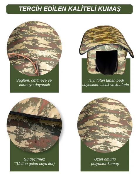 Yuga Kamuflaj Desen Kedi Evi Isı ve Yağmur Korumalı - 12