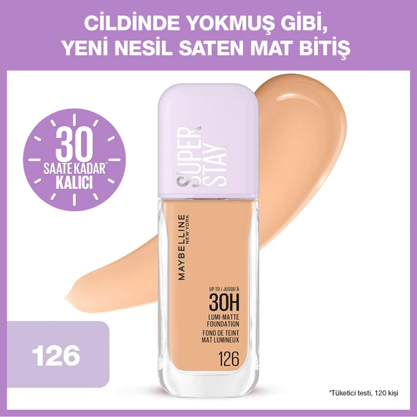 Maybelline New York Super Stay Lumi Matte Fondöten - 126 ürün görseli
