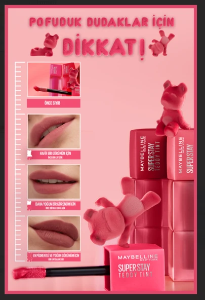 Maybelline New York Super Stay Teddy Tint Uzun Süre Kalıcı Likit Mat Tint 30 Coquettish - 5