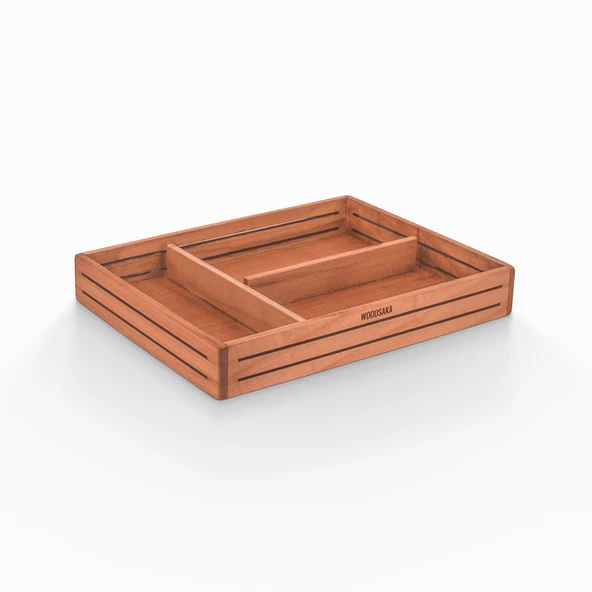 Woodsaka 3Line Sade Organizer ve Aksesuar Kutusu - Kiraz Ağacından - 3