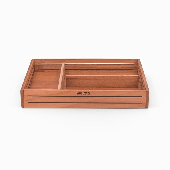 Woodsaka 3Line Sade Organizer ve Aksesuar Kutusu - Kiraz Ağacından - 2