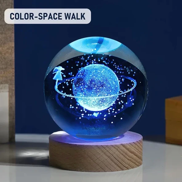 Renk Değiştiren Satürnlü Kız Cam Küre ürün görseli