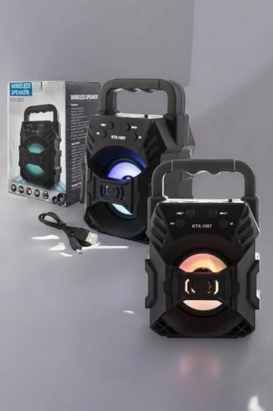 Işıklı Bluetooth Hoparlör Müzik ve Renkli Işık Taşınabiilir - Resim 4