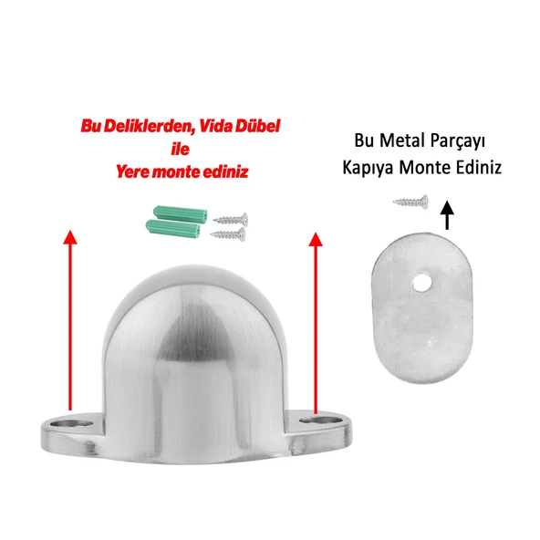 Mıknatıslı Küçük Metal Kapı Tutucu Çarpma Önleyici Durdurucu Stoper Vidalı Tampon Krom 1 Adet - 2