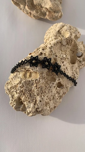 Mat Siyah Ve Parlak Siyah Renkli Yıldız Desenli Miyoki Boncuk Bileklik El Yapımı Hediyelik - 2