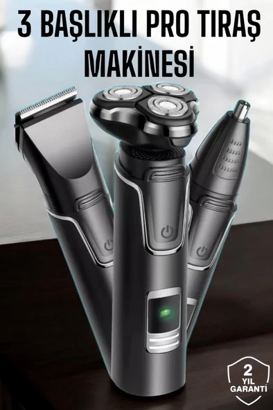 Yüksek Performanslı 3 Başlıklı Profesyonel Tıraş Makinesi ürün görseli 1