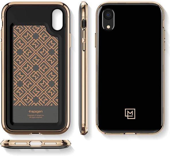 Spigen iPhone XR ile Uyumlu Kılıf La Manon étui Gold Black - 7