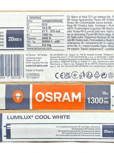 Osram (4 Adet) 18W 4000K (Günışığı) G13 Duylu Floresan Ampul - 4