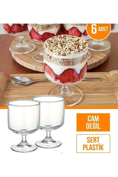 Magnolia Magnolya , Puding Ve Dondurma Kasesi 6'lı Mika Ayaklı ( Cam Değildir )