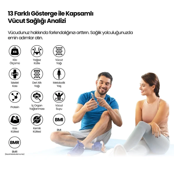 Relux RBS4000 Wellness Akıllı Vücut Analiz Tartısı Yağ, Kas, Sıvı Ölçer, 4 Elektrot, Bluetoothlu BIA Teknolojisi - 3