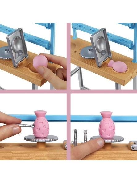 Barbie Nin Sanat Atölyesi Barbie Bebek 29 Cm Çömlek Yapımı Ve Resim Sanatı İçin 25 Ten Fazla Aksesuar Oyun Hamuru - 3