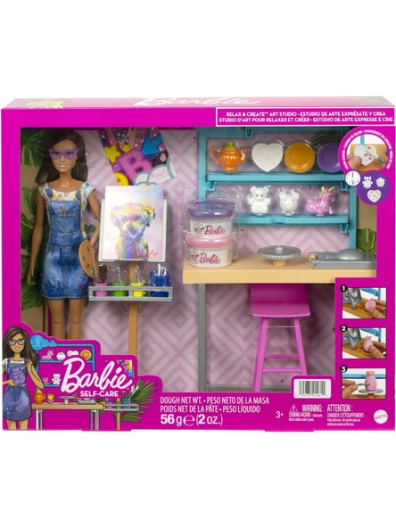 Barbie Nin Sanat Atölyesi Barbie Bebek 29 Cm Çömlek Yapımı Ve Resim Sanatı İçin 25 Ten Fazla Aksesuar Oyun Hamuru - 5
