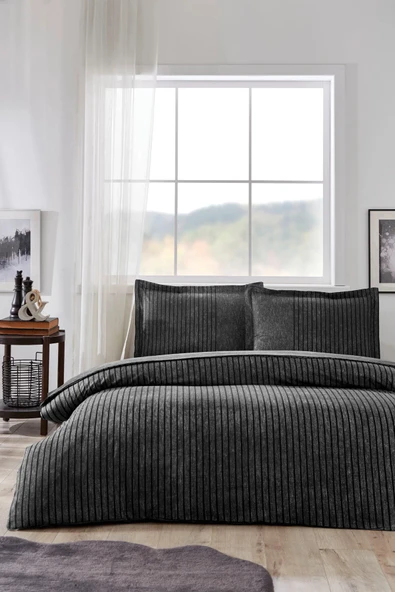 Özdilek Antrasit Noir Çift Kişilik Lastikli Fitted Çarşaf Nevresim Takımı  5250