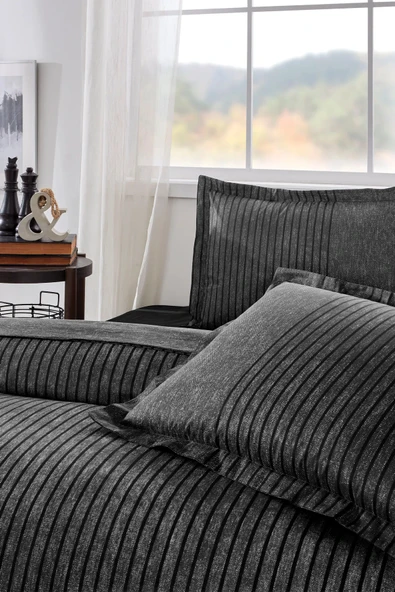 Özdilek Antrasit Noir Çift Kişilik Lastikli Fitted Çarşaf Nevresim Takımı  5250 - 2
