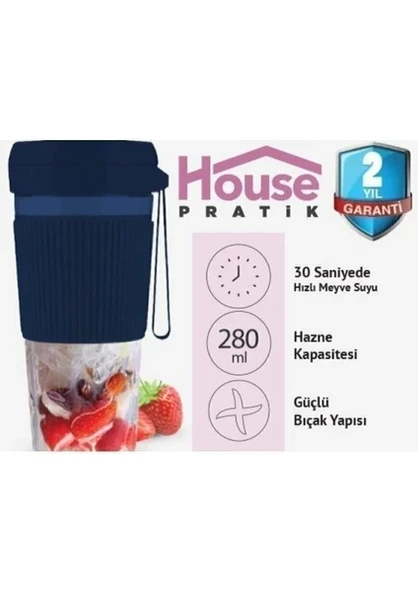 House Pratik HP38 Şarjlı Kişisel Blender   Lacivert (TEŞHİR)