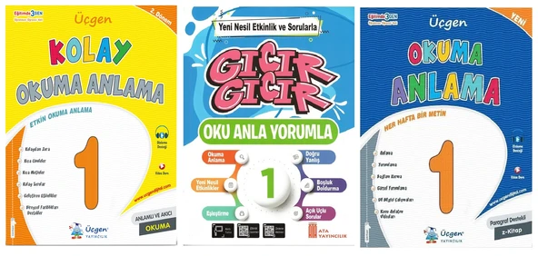 Üçgen 1.Sınıf Kolay Okuma Anlama Seti (3 Kitap)