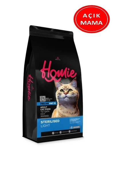 Homie Düşük Tahıllı Kısırlaştırılmış Light Yetişkin Kedi Maması 1 Kg AÇIK