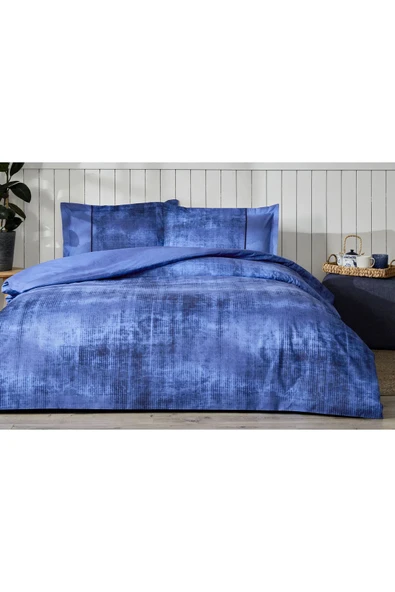 Özdilek Mavi Horizon Çift Kişilik Lastikli Fitted Çarşaf Nevresim Takımı 8137