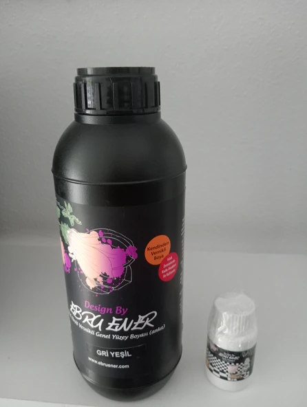 Ebru Ener Anka Vernikli Genel Yüzey Boyası Gri Yeşil 1000 gr. ve Katkı Maddesi 30 gr.