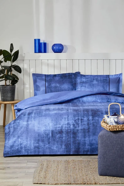 Özdilek Mavi Horizon Çift Kişilik Lastikli Fitted Çarşaf Nevresim Takımı 8137 - 2