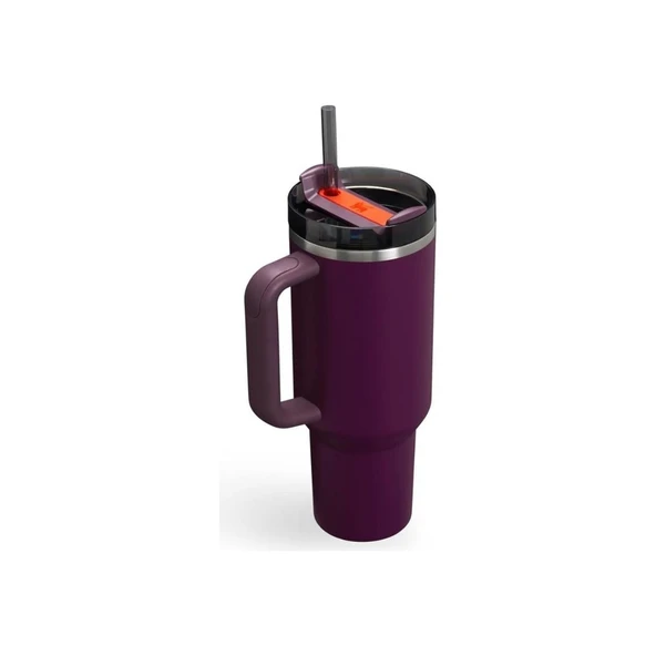 Quencher Pipetli Termos Bardak 1.18 Lt - Mor/ Turuncu - 2