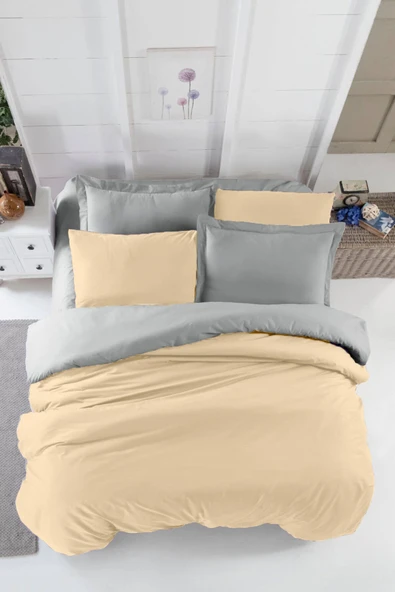 Çift Kişilik Nevresim Takımı Pamuklu Çift Taraflı Lastikli Çarşaflı - 12