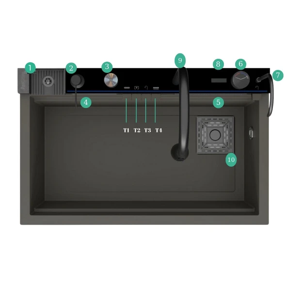 Real Stone Victoria Granit Akıllı Eviye Seti Gri 75.5X47 cm - 2