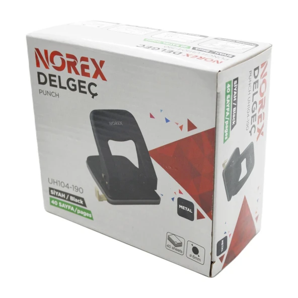 Norex Metal Delgeç 40 Sayfa Kapasiteli Siyah UH104-190 - Resim 5